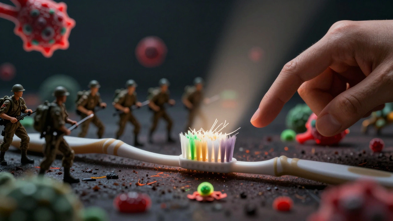 Kartáček jako bitva proti bakteriím, nový kartáček přichází jako záchrana.