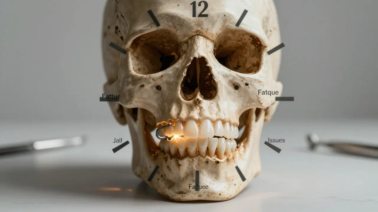 Hodiny v lebce ukazují příznaky špatného postavení zubů, zatímco ortodontické zařízení začíná opravu.