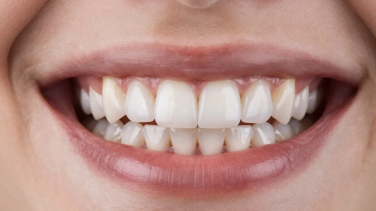 Detail zářivého úsměvu s celokeramickými fasetami.