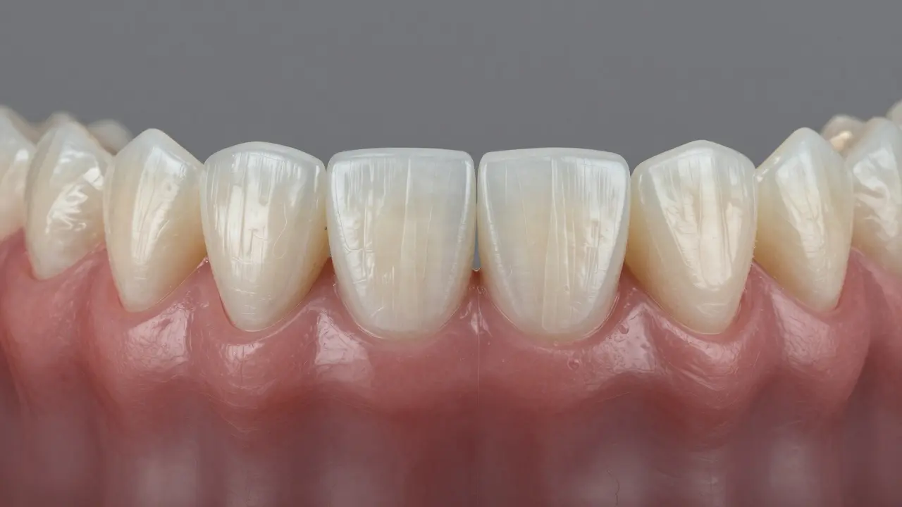 Srovnání vzhledu porcelánového a kompozitního plášťku