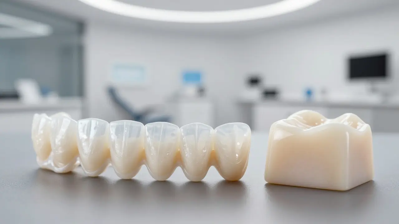 Keramické obložky a kompozitní materiál pro estetickou stomatologii